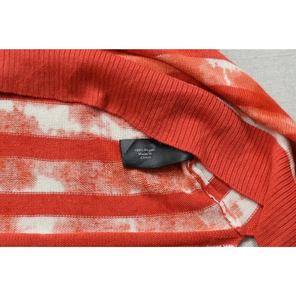 Lane Bryant Sweater Womens 26/28 Orange White Striped Tie Dye Knit Rayon Pullove